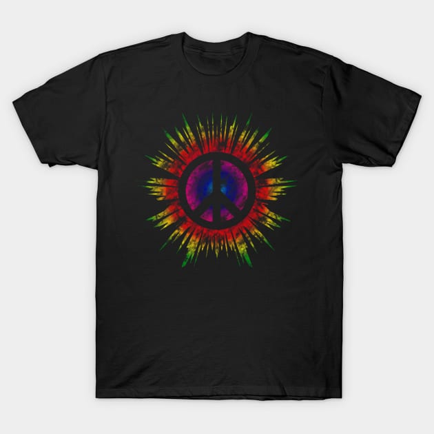 Reggae Tie Dye Peace Sign T-Shirt by MisfitInVisual